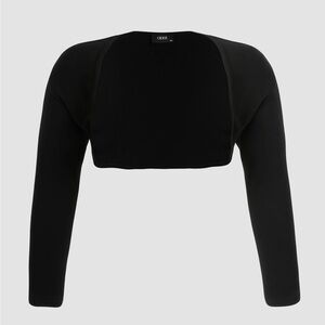 Cider Elegant Black Long Sleeve Crop Top